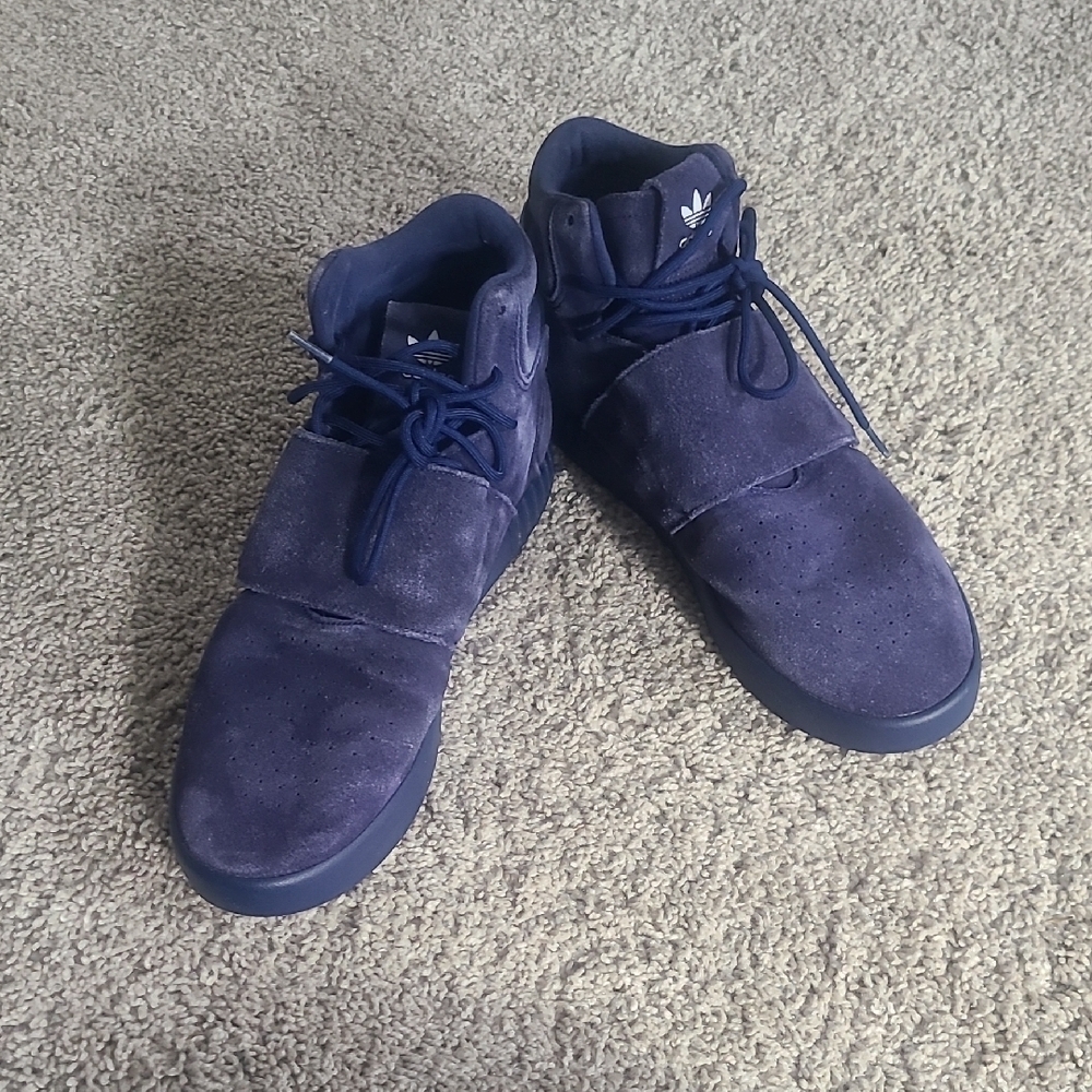 EUC Adidas Tubulae Invader Strap Suede Sneaker Dark Blue Men 10.5